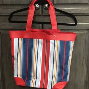 Canvas and vinyl lined tote/ beach bag